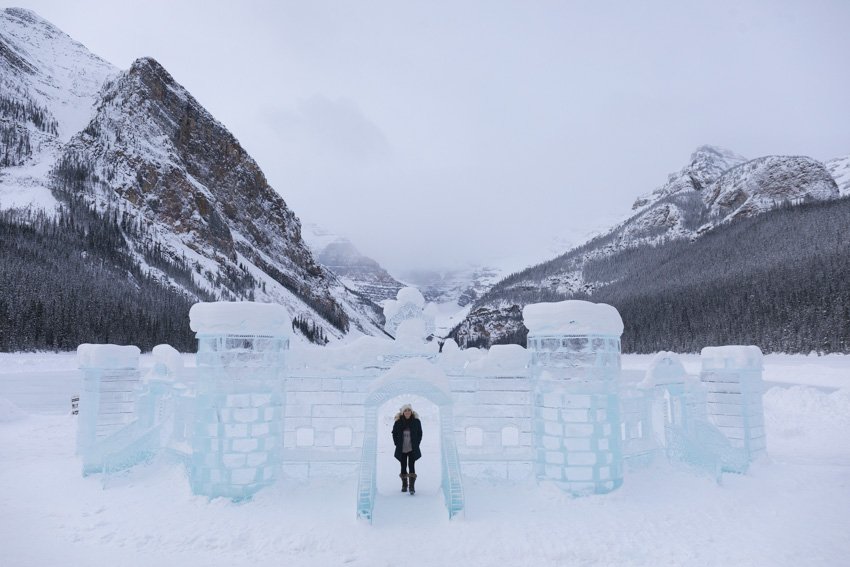 winter ice castles in Banff